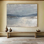 “Gray - Blue Abstract Seaside” - Minimalist Coastal Painting On Canvas PT1578