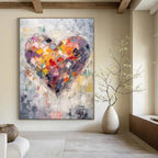 “Colorful Patchwork Heart” - Abstract Symbolism Painting On Canvas PT1840