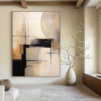 “Neutral Abstract Geometry” - Geometric Abstract Painting On Canvas DS356