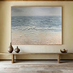 “Textured Gray Sea” - Impasto Oil Seascape Painting On Canvas DKS865