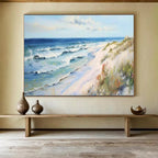 “Blue Seas & Sandy Shores” - Impressionist Seaside - Painting On Canvas PT1697