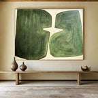 “Green Abstract Shapes” - Abstract Painting On Canvas DKS529
