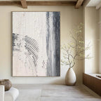 “Linear Textures: Gray, White Abstract” - Subtle Abstract Painting On Canvas DS399