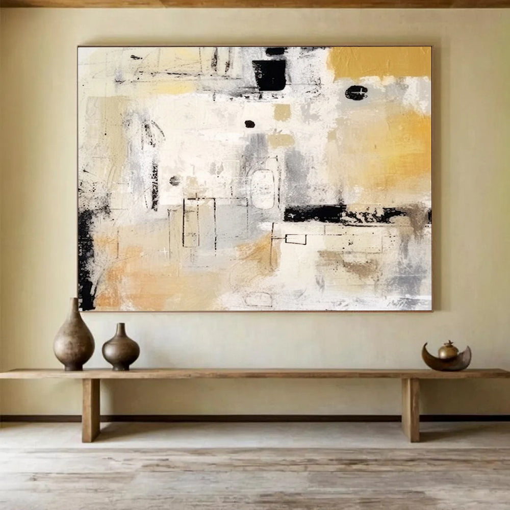 “Neutral Tones Abstract Composition” - Modern Abstract Painting On Canvas PT061