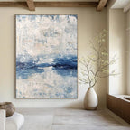 “Blue and White Textured Sea” - Abstract, Coastal - Inspired Painting On Canvas PT1546