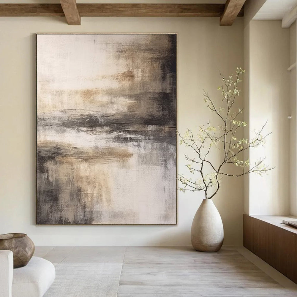 “Neutral Tones Abstract Landscape” - Abstract Landscape Painting On Canvas DS362