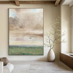 Soft Sky Landscape, Watercolor Impression, Constable - Inspired, Painting On Canvas PT2116