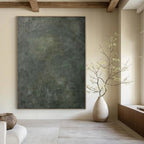 “Gray - Green Textured Subtle” - Understated Abstract Painting On Canvas PS0143