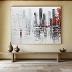 “Urban Rainy Day” - Impressionistic Oil Painting On Canvas DKS886