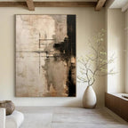 Neutral Tones Grid Abstract - Subtle Lines and Blocks Painting On Canvas PS1215
