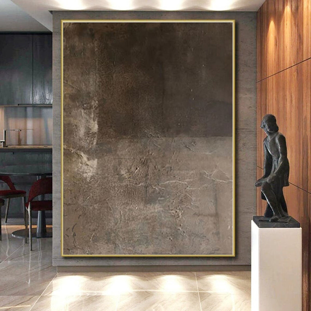 “Brown Monochrome Textured” - Brown Abstract Textured Painting On Canvas PS0549