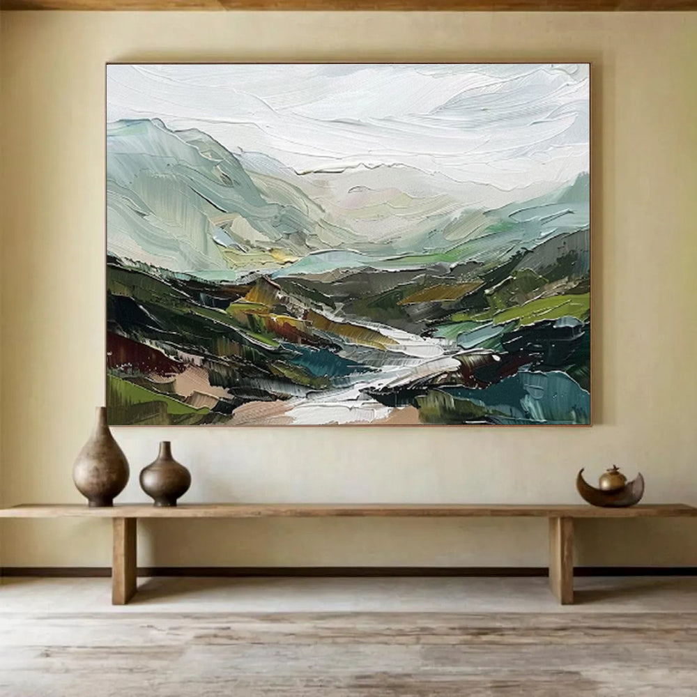 “Colorful Impasto Valley” - Vibrant Landscape Painting On Canvas DKS468