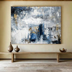 “Blue - Gold Abstract Textures” - Cool Blue “Urban Gold” Painting On Canvas PT1623