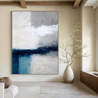 Monochromatic Blue and Gray, "Coastal Calm" – Minimalist Abstract Painting On Canvas PS1033