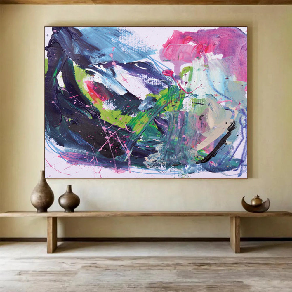 “Vibrant Color Explosion Abstract” - Bold Abstract Painting On Canvas PT131