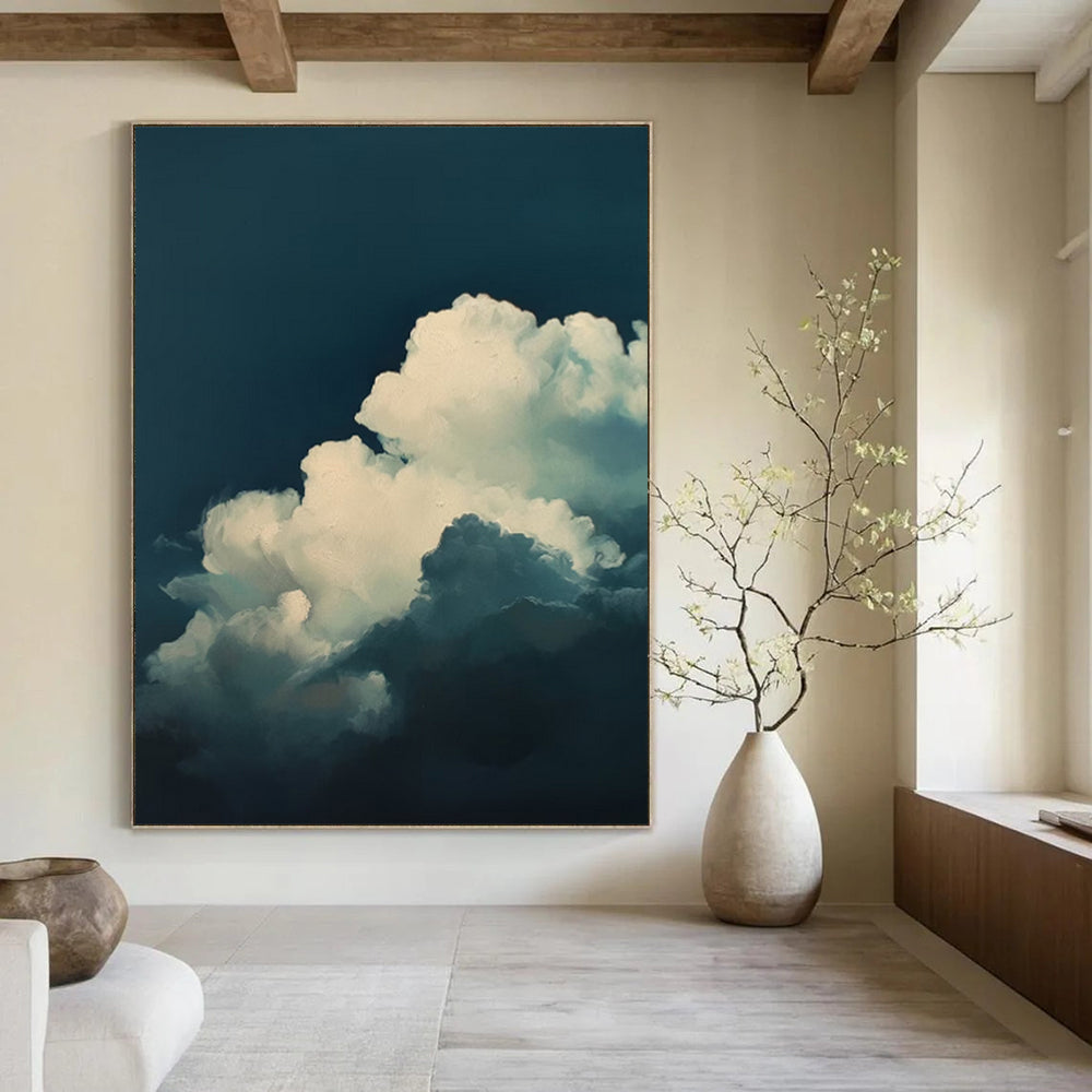“Blue - White Serene Clouds” - Impressionistic Sky Painting On Canvas DS015