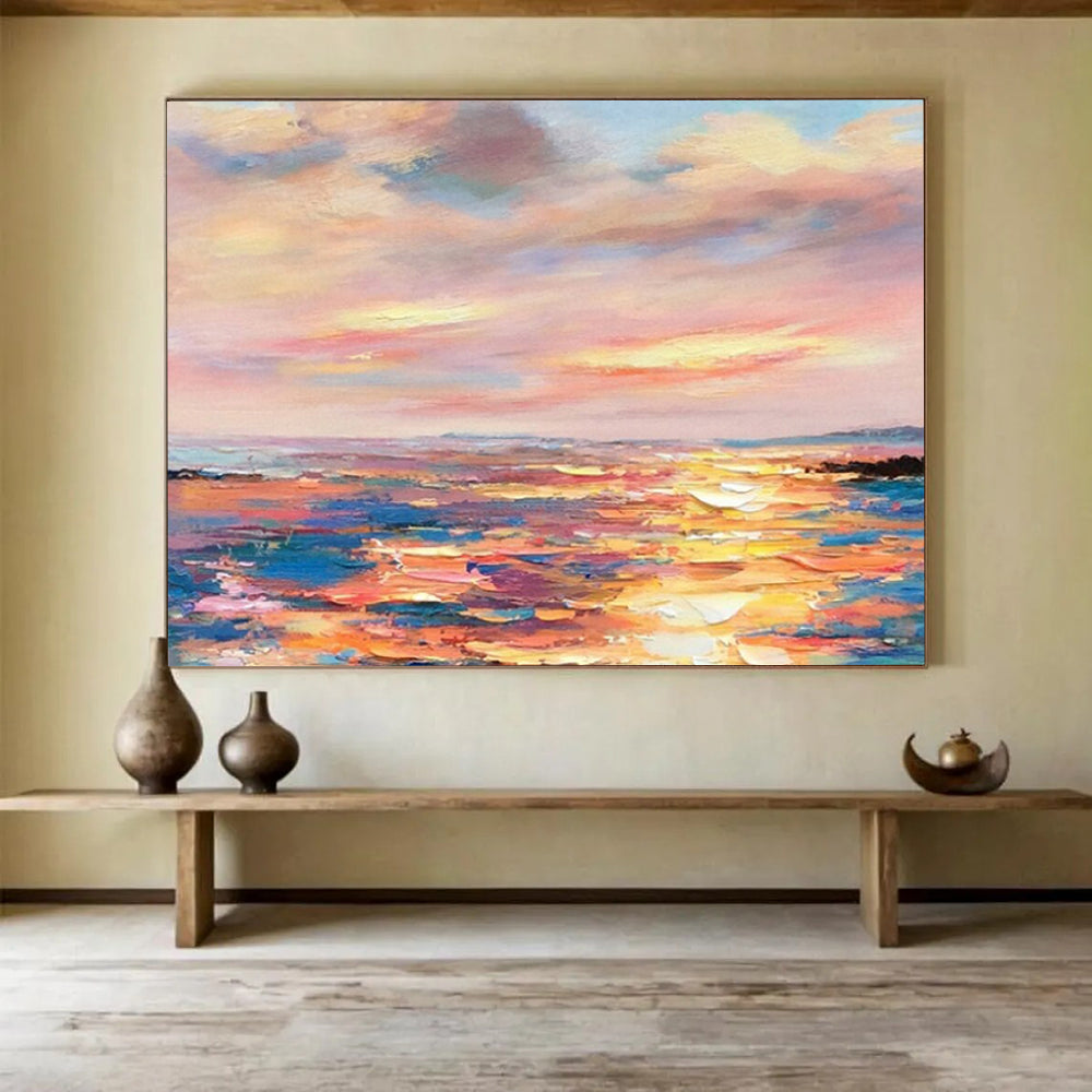 “Pastel Sunset Seascape” - Impressionist Landscape - Painting On Canvas PT1736