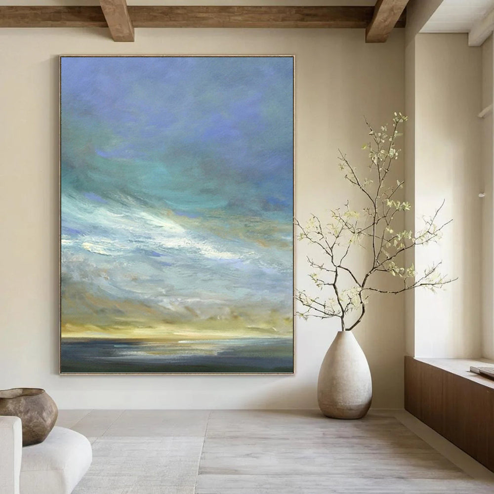 “Sky and Sea Variation: Soothing Impressionistic Art” - Calming Coastal Art On Canvas PT0954