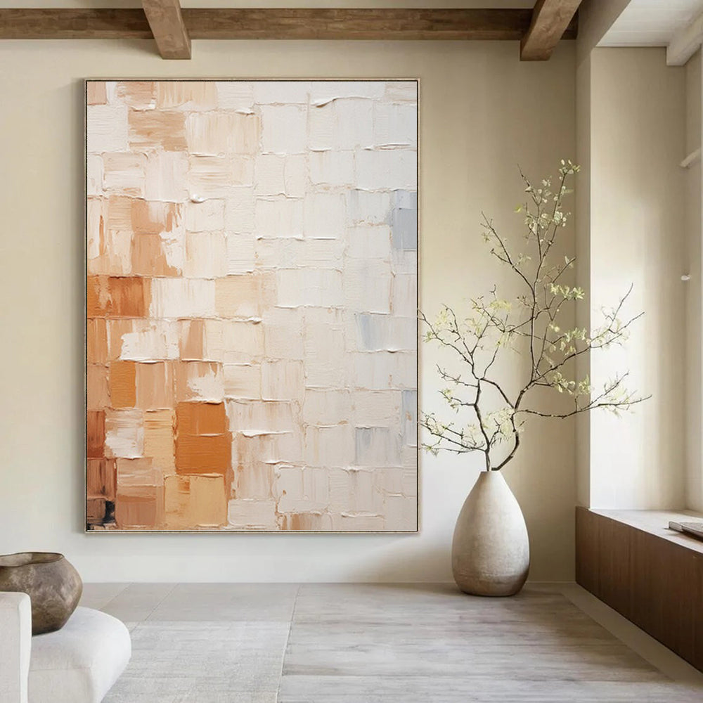 “Neutral Textured Abstract” - Minimalist Abstract Painting On Canvas PT1331