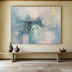 “Subtle Blue - Gray Abstract” - Blue, Gray & White Abstract, Minimalist Oil Painting On Canvas DKS757