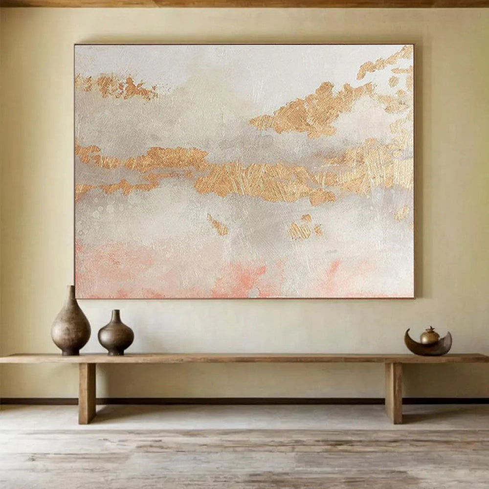 “Gilded Pastel Abstract” - Luxe Abstract Painting On Canvas DKS440