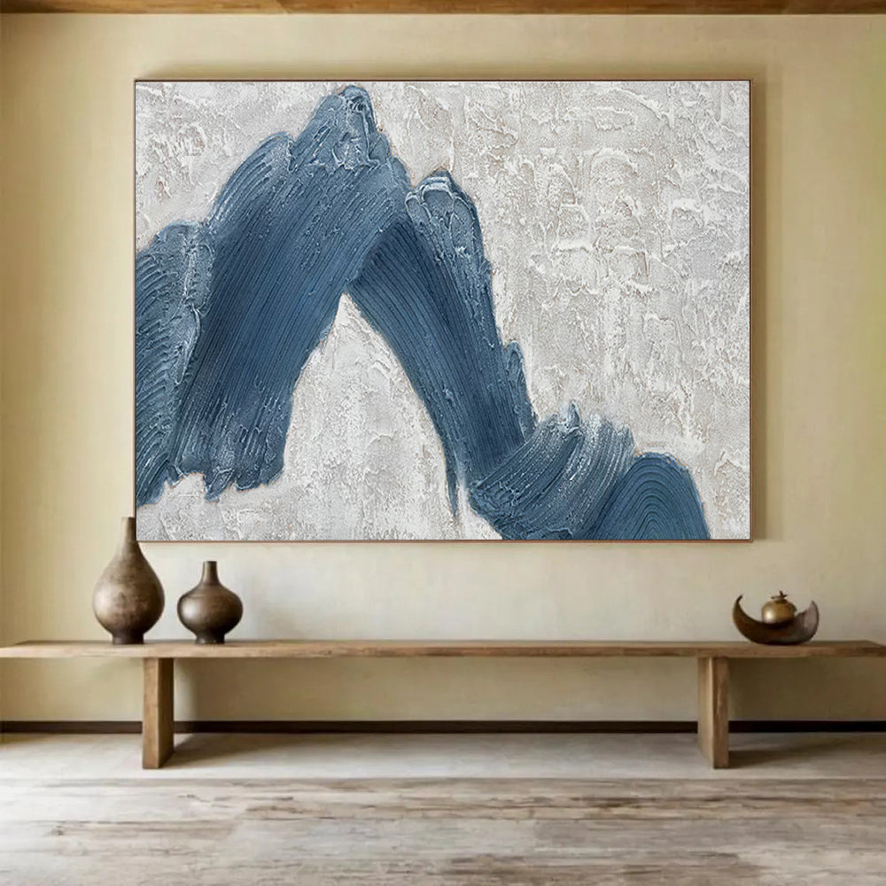 “Textured Blue - Grey Forms” Abstract Artwork DKS214