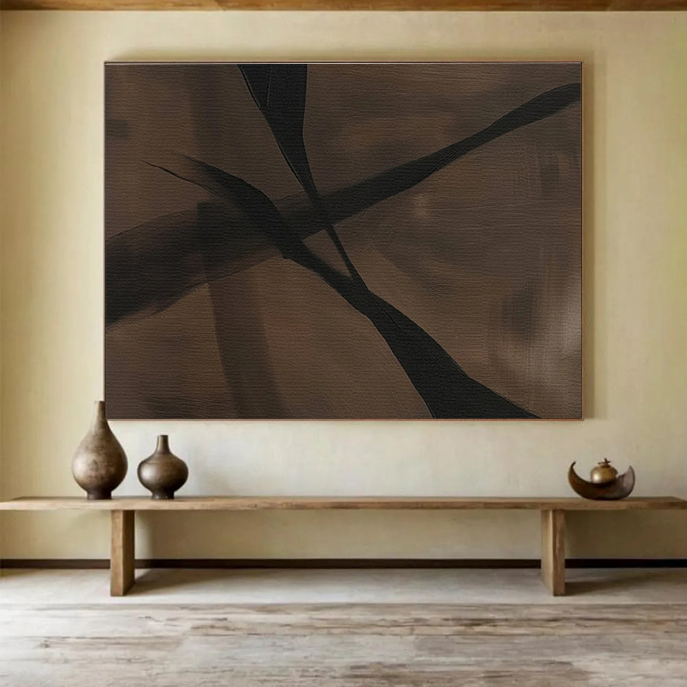 “Brown and Black Ethereal Abstract” - Abstract Painting on Canvas, Fits Study & Library DKS585