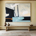 “Monochromatic Geometric Abstract” - Geometric Abstract Painting DKS546