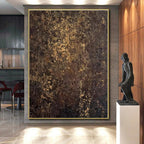 “Brown - Gold Textured Abstract” - Brown, Gold Textured Abstract Painting On Canvas PS0448