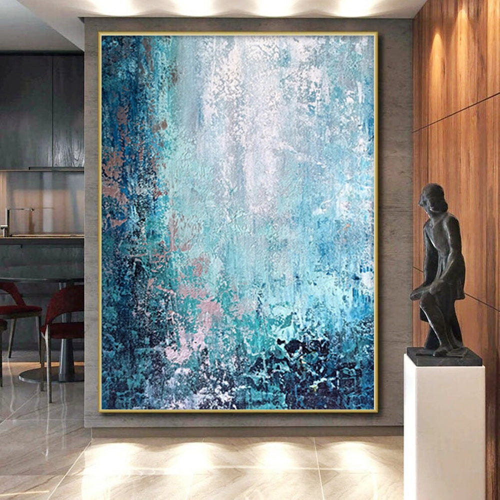 “Shades of Blue Abstract” - Textured Abstract Painting On Canvas PS0074