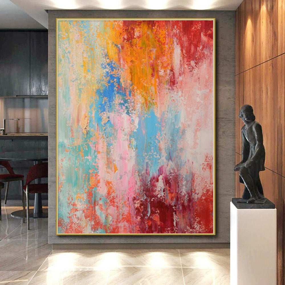 “Rainbow - Toned Abstract Burst” - Abstract Expressionist Painting On Canvas PS0030