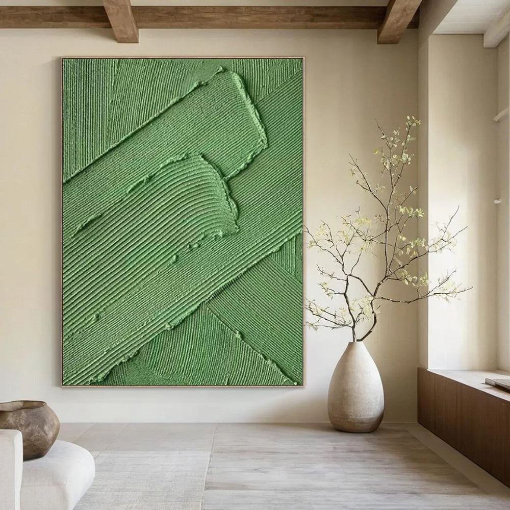 “Green Layered Textures” - Tactile Abstract Art On Canvas PS0198