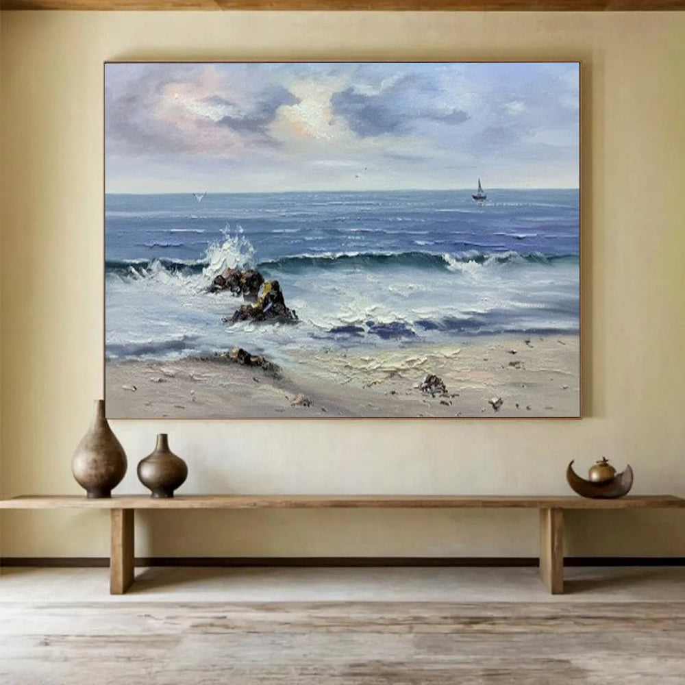 “Seascape with Rocks” - Realistic Coastal Painting On Canvas PT190