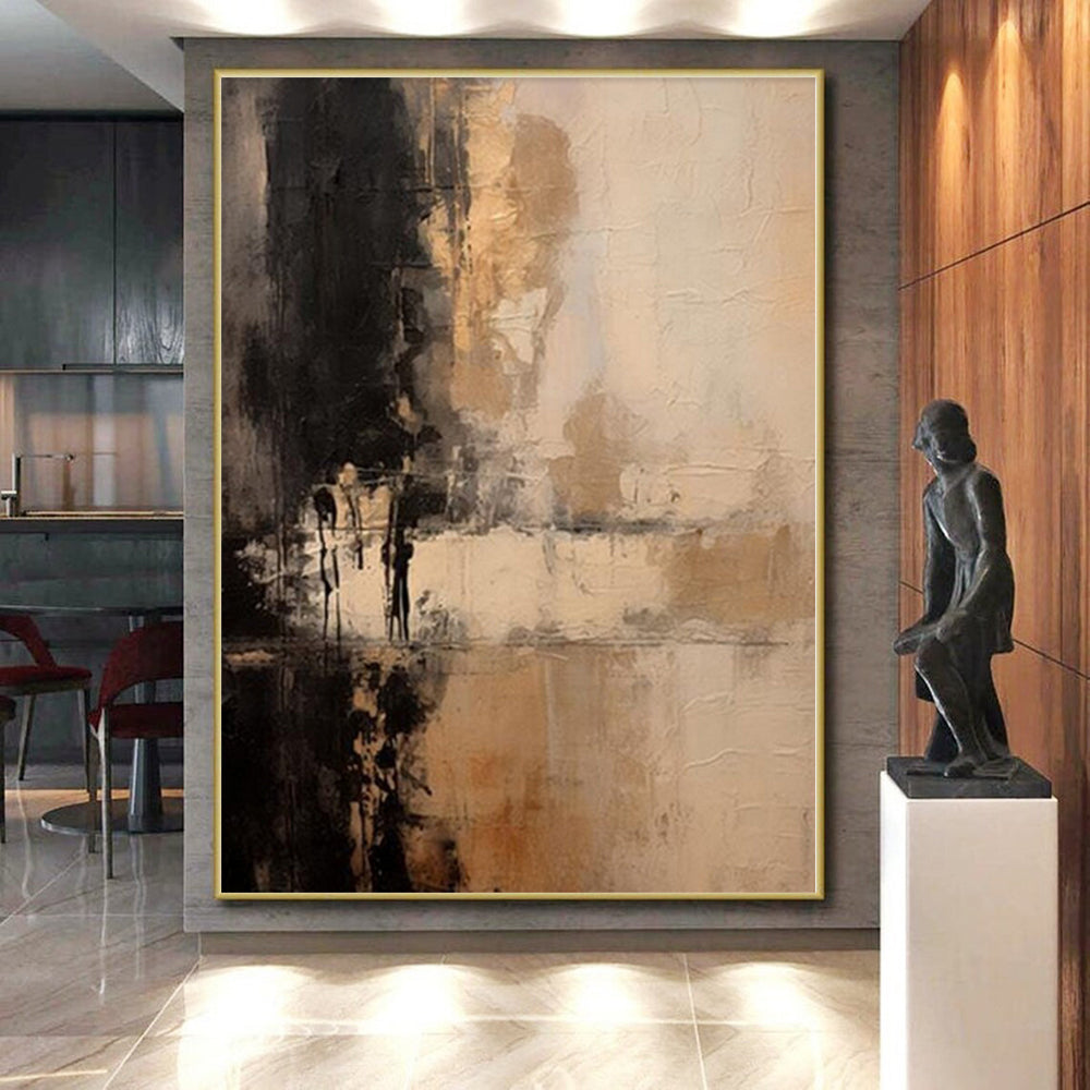 “Earthy - Toned Abstract with Subtle Silhouettes” - Impressionistic Abstract Painting On Canvas PS0252