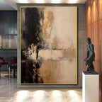 “Earthy - Toned Abstract with Subtle Silhouettes” - Impressionistic Abstract Painting On Canvas PS0252