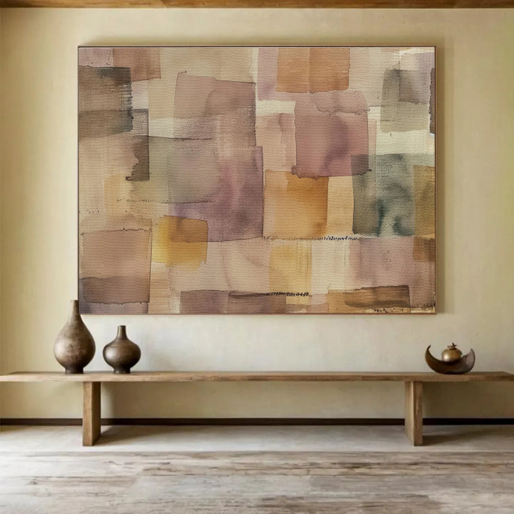 “Pastel Patchwork Abstract” - Watercolor Abstract Painting, Great for Bedroom & Reading Nook DKS592