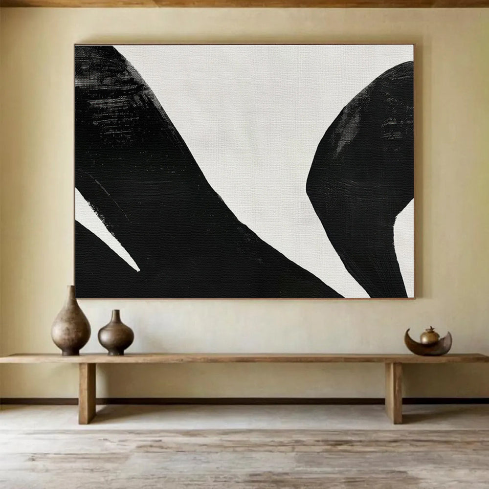 “Black and White Gestural Abstract” - Abstract Painting on Canvas, For Studio & Gallery Wall DKS586