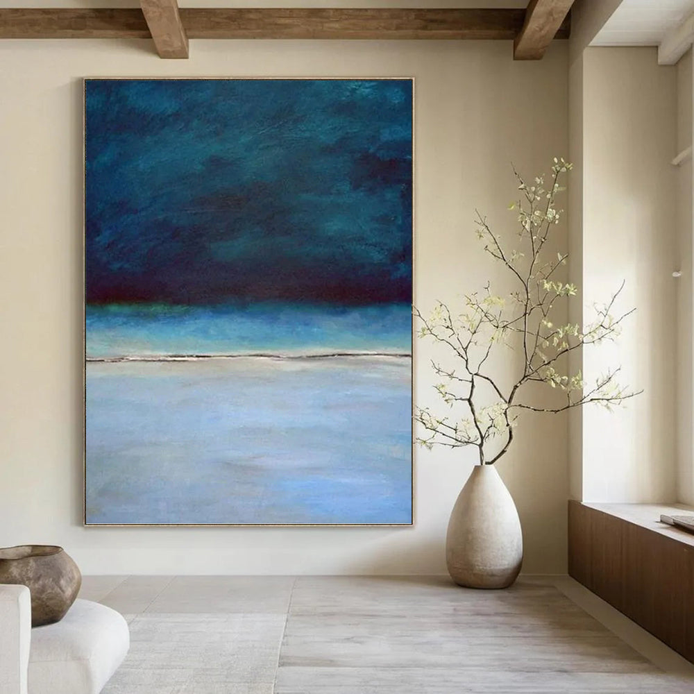 “Gradient Seascape: Deep Blue to Light Blue” - Minimalist Ocean Painting On Canvas PT0938