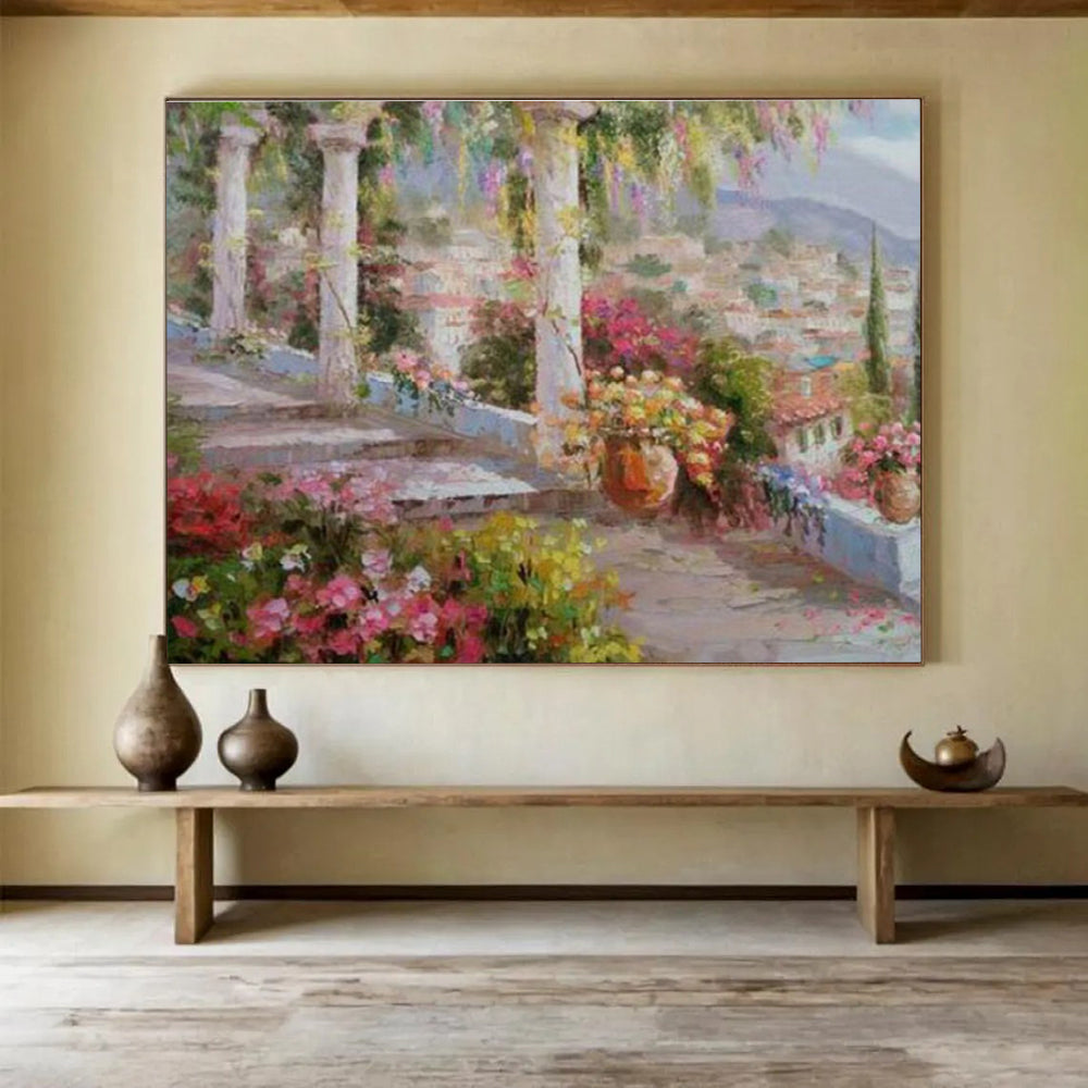 Garden Vista - Scenic Garden Oil Painting, Suited for Hallway & Balcony DKS663
