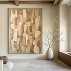 “Beige - Brown Abstract Shapes” - Abstract Geometric Painting On Canvas DS021