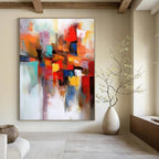 Colorful Block Abstract, "Vibrant Fusion" – Abstract Cubist - Inspired On Canvas PS0925