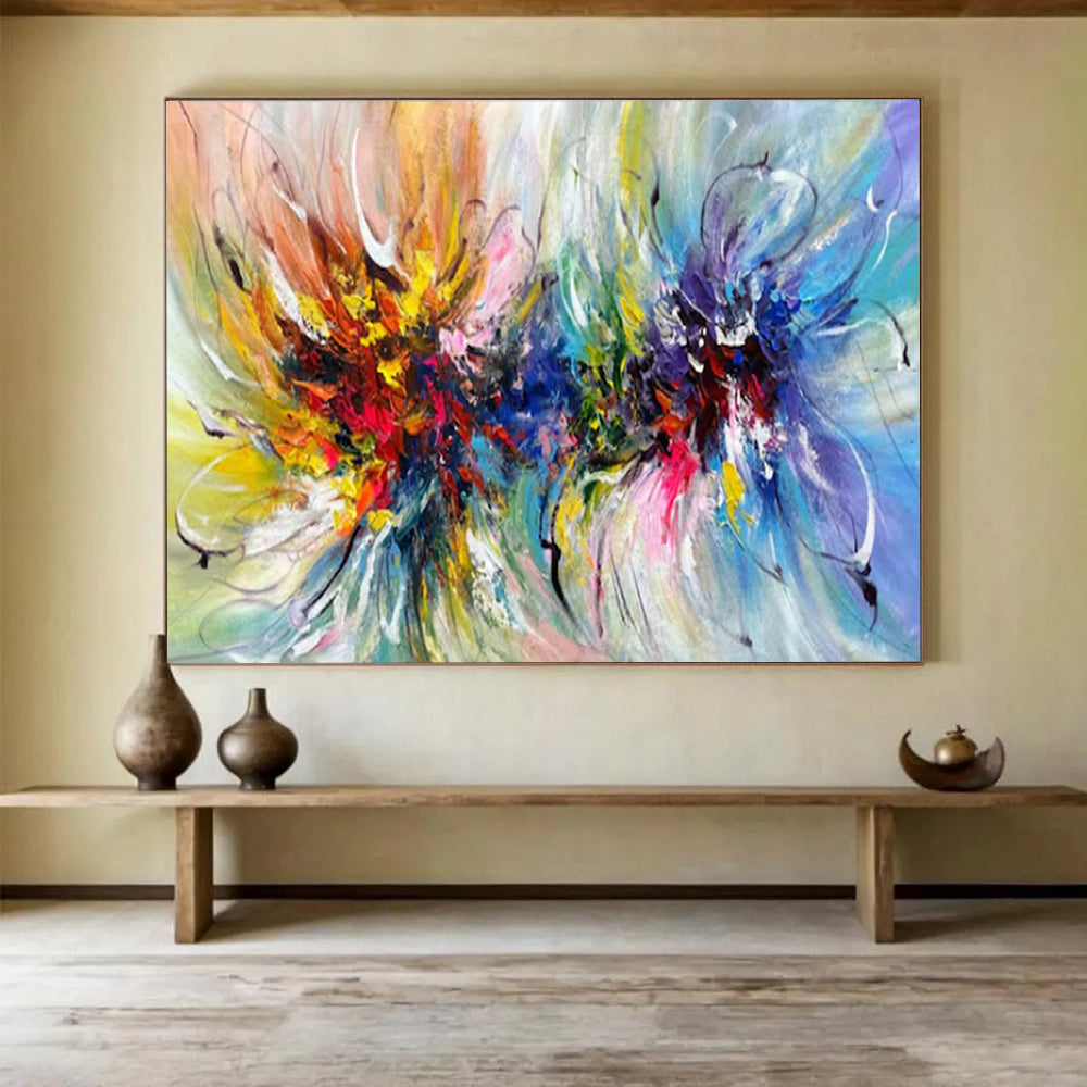“Rainbow - Swirl Floral Burst” - Vivid - Colors Painting On Canvas PT1529