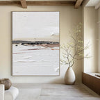 “White and Brown Abstract” - Abstract, Subtle - Styled Painting On Canvas PT1664