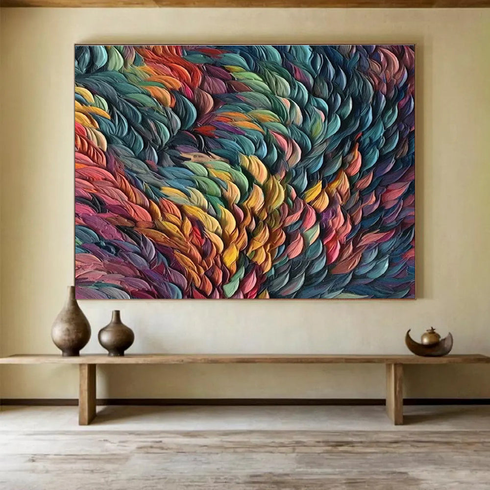 “Colorful Textured Waves” - Impasto Oil Painting On Canvas DKS857