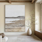 “Minimalist Beach Scene” - Landscape, Textured - Styled Painting On Canvas PT1674