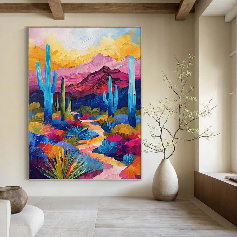 “Colorful Desert Landscape” - Abstract, Southwest - Themed Painting On Canvas PT1556