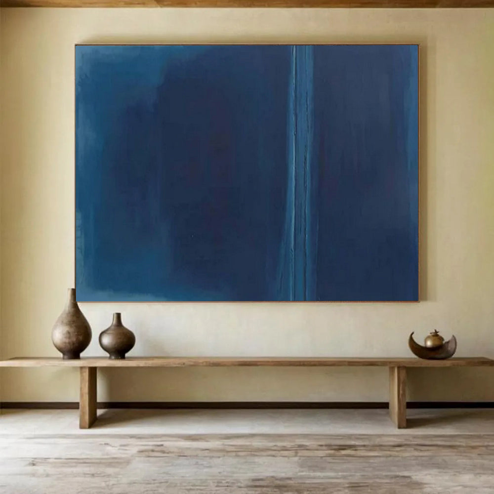 “Deep Blue Minimalist Divide” - Color - Field Oil Painting on Canvas PT1495