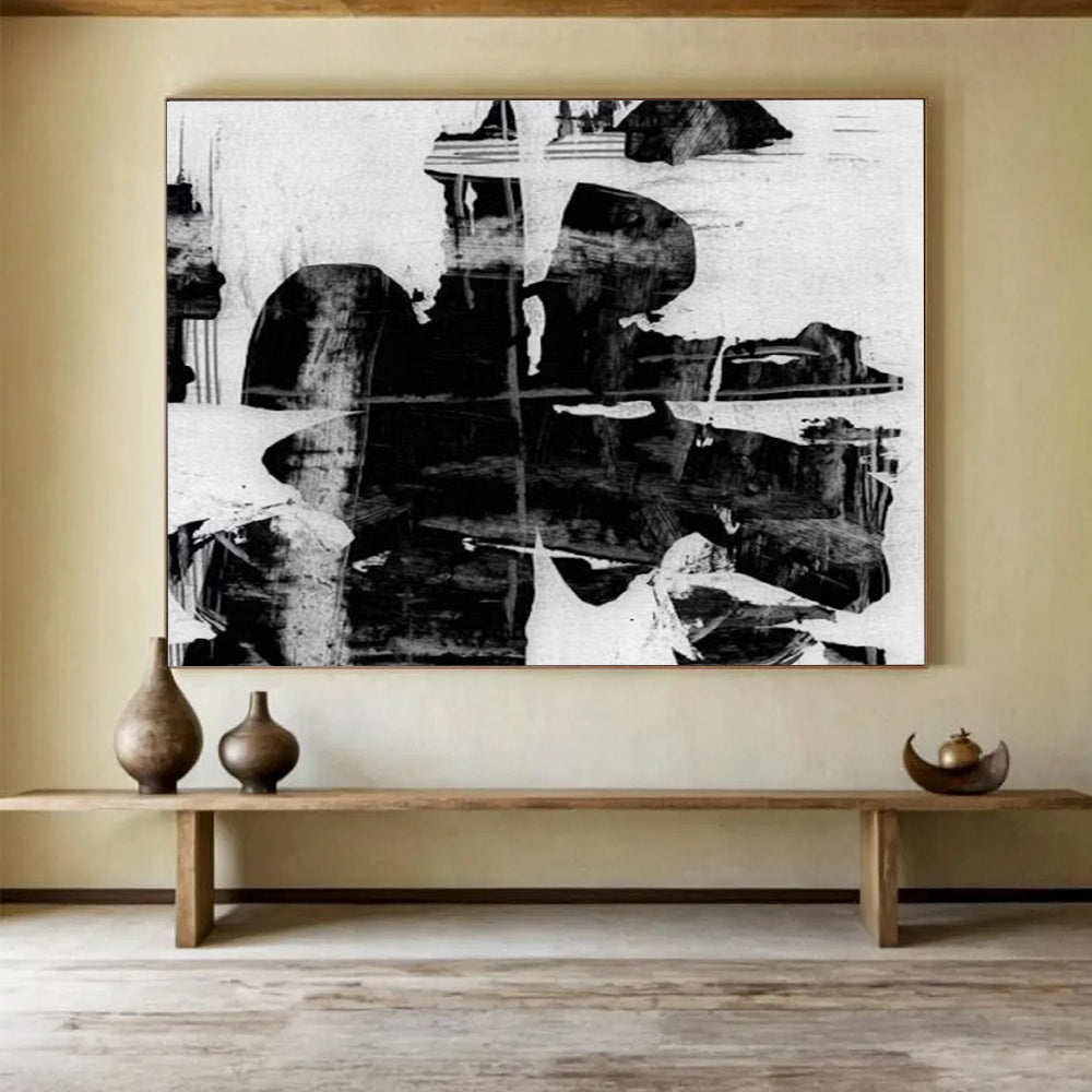 “Monochrome Layered Abstract” - Textured Abstract Painting On Canvas PT134