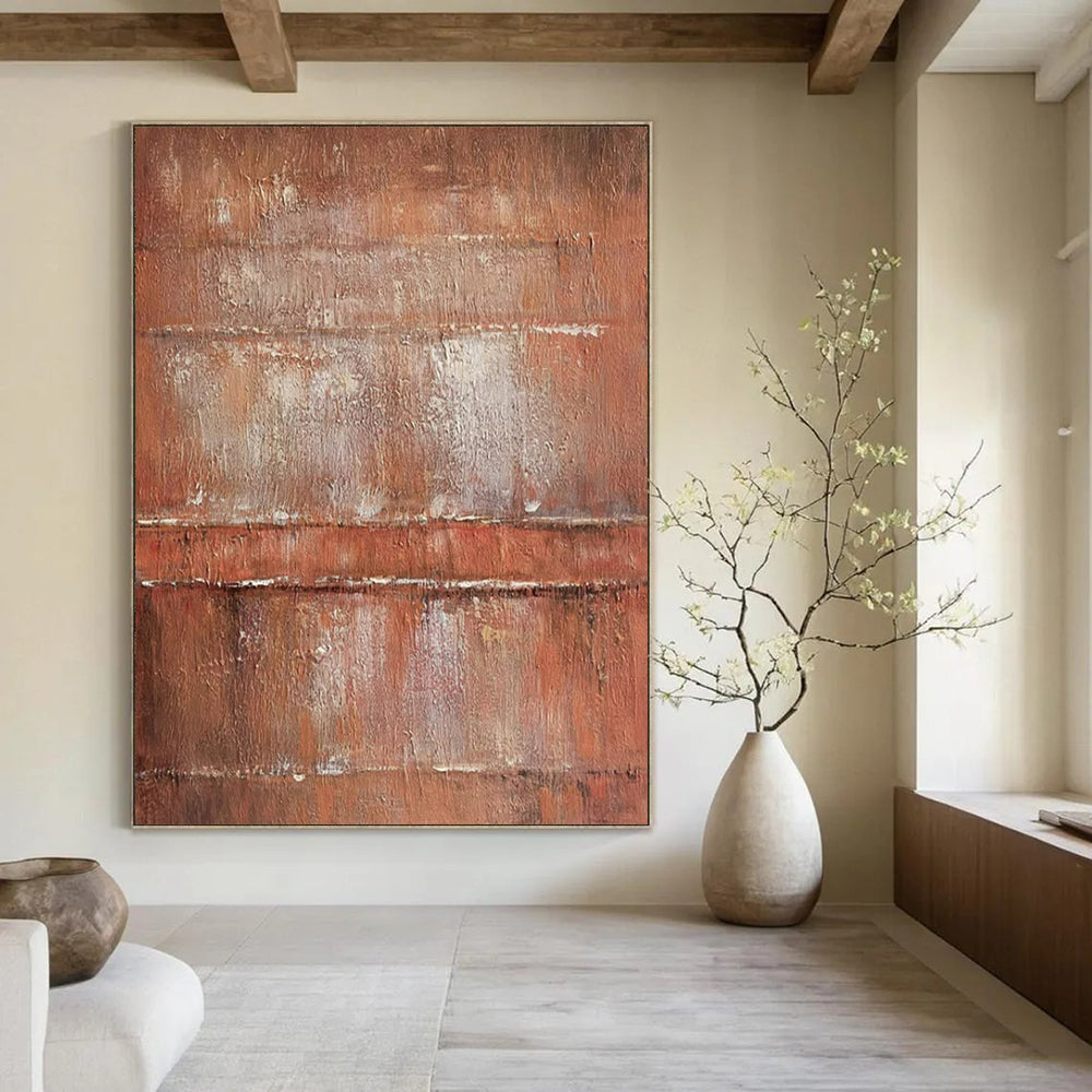 “Rusty Brown Textured” - Industrial Abstract Painting On Canvas PT2303