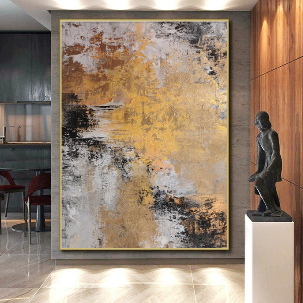 “Gilded Abstract Fusion” - Luxe Abstract Painting On Canvas PS0011